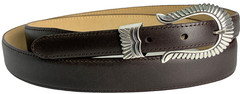 Jim Yazzie Sterling Silver .925 Headdress Ranger Belt Buckle 40 Genuine Leather