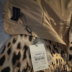 Bardot Strapless Overbust Animal Print Corset Dress Brown/Black Size US 2 Zip Up