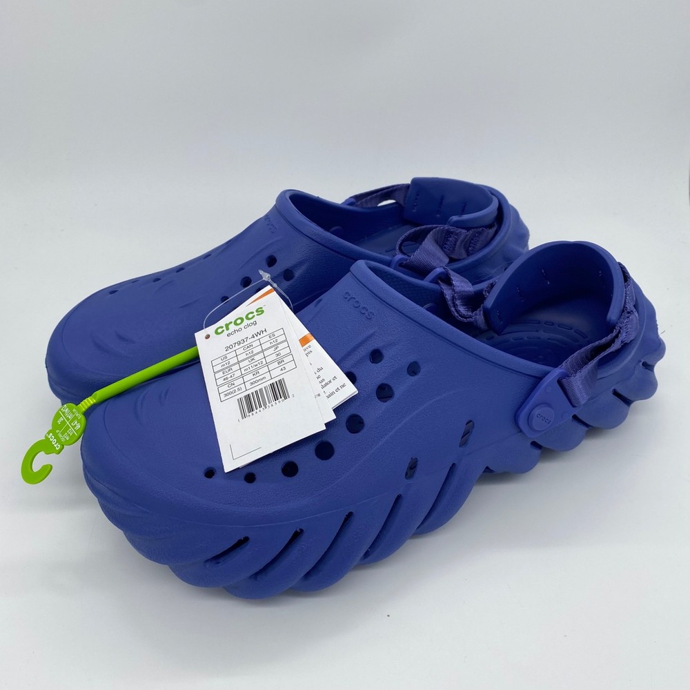 Crocs Echo Clogs Slip On Comfort Waterproof Strap Sapphire Blue Size 12 Mens
