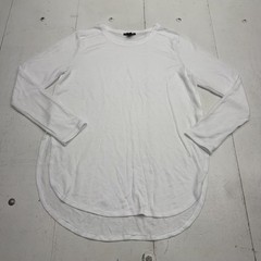 Mind Code T-Shirt Womens L White Crew Neck Long Sleeve Lightweight Tunic Jersey