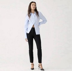 J. Crew Mario Bellucci Italian Cropped Ankle Pants Black Front Leg Seam Sz 2