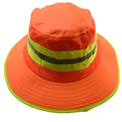 Hi Vis Reflective Safety Work Neck Flap Boonie Orange Hat Ventilation Bucket Cap