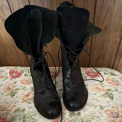 Vero Cuoio Women’s Black Leather Lace-Up Ankle Bootie Round Toe EU 41