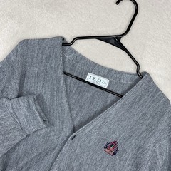 Vintage Izod Cardigan Sweater Men’s XL Gray Academia Acrylic Made In USA Grandpa