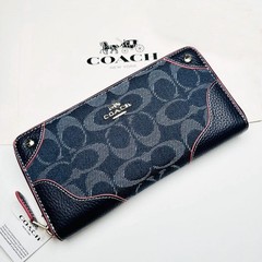 COACH Long Zip Around Wallet Signature Denim F53769 outlet New with Box