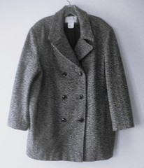 Vintage Andrea 100% Wool Herringbone Winter Car Coat Size Extra Large