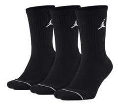 Authentic JORDAN Crew Socks / 3 Pack-3 Pairs / Men&rsquo;s Size 8 -12 / BLACK / NWT