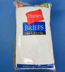3-pack Hanes White Underwear 100% Preshrunk Cotton Briefs Sz 4X Big Mens 54 – 56