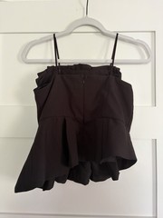 Anna Grace Black Solid Ruffle Square Neck Spaghetti Strap Peplum Cami S