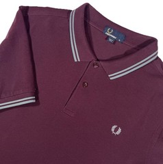Fred Perry M3600 Twin Tipped Pique Polo Shirt Mens XL Oxblood Sky Blue Ska Oi