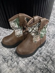Unisex Baby Toddler Brown Camo Ankle Bootie Slip-On Boots US Size 6