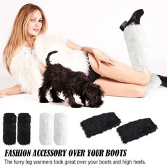 Leg Warmers Winter Womens Boot Covers Furry Solid Co Faux Fur Soft Foot Sleeve