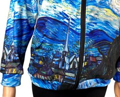 Women Starry Night Vincent van Gogh Graphic Bomber Jacket Fashion Family Friends