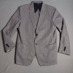 BANANA REPUBLIC Mens 44 Long Light Grey Mario Bellucci Italian Coat Wool.