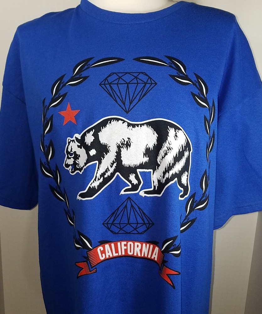 « California » Bear & Double Diamond & Star- Men&rsquo;s XLarge – NWT – Blue T-Shirt