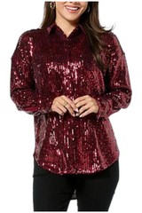 Curations x Debbie Denmon Button-Down Sequin Shirt