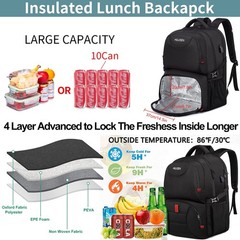 HILUSEN Extra Large Backpack for Men 50L, Insulated Cooler Lunch Box Backpack, W
