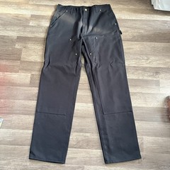 NWT Carhartt Mens 36×34 Loose Fit Firm Duck Double Knee Black Utility Work READ