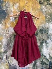 WOMENS PLAYSUIT SIZE 6 RED SILKY SHORTS DESIGNER VGC WORN ON FILM INC UK PP