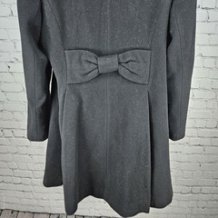 Preston & York Black Wool Blend Button Bow Collar Lined Over Coat 12 *defects