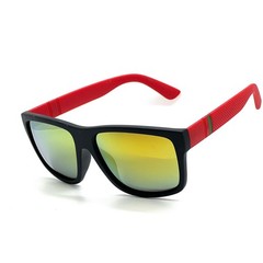 Mens Black Red Mirror Lens Square Sunglasses Polarized Sport UV400 Lentes Gafas