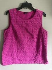 Talbots Pink Sleeveless Textured Circle Pattern Cotton Blouse Size 14