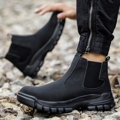 Waterproof Work Boots for Men Slip-on Steel Toe Shoes Safety footwear Anti-slip