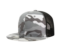Solid Blank Plain Mesh Flat Bill Snapback Panel Trucker Baseball Ball Cap Hat