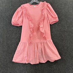 English Factory T-Shirt Dress Women&rsquo;s Small Pink Ruffle Puff Sleeve Mini Stretch