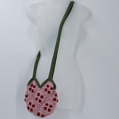 Hand knit Crochet Strawberry Crossbody Bag purse Cottagecore festival kawaii