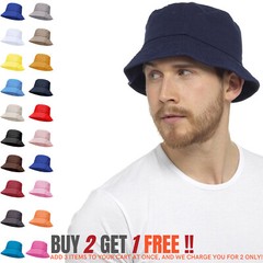Bucket Hat Plain Cotton Cap Boonie Hats Brim Sun Visor Safari Summer Men Camping