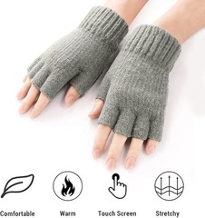 Winter Alpaca Wool Fingerless Gloves Thermal Men Knitted Half Finger Mitten Lot