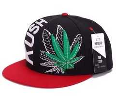 Men&rsquo;s Adjustable Snapback Hat One Size KUSH Marijuana Leaf Graphic RED- NEW