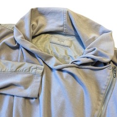 BLANKNYC Drape Front Jacket Asymmetrical Zip, Light Gray, Knit & Faux Leather, S