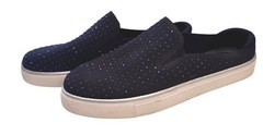 Kenneth Cole Reaction Bonnie Size 7.5 EU 38 Mule Navy Stretch Fabric Embellished
