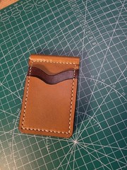 Hand Made Full Grain Leather Money Clip Hold 8 Cards.