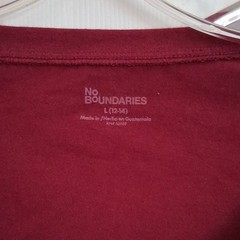 No Boundaries Red Cotton Knit Solid Scoop Neck Long Sleeve Pullover Tee L