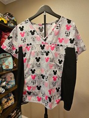 Mickey Head Short Sleeve Scrub Top