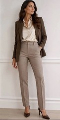 LAFAYETTE 148 Manhattan Size 12 Houndstooth Wool Blnd Tailored Trousers / Pants