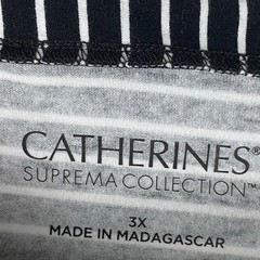 Catherines Suprema Collection Tunic Size 3X Black White Stripe 3/4 Sleeves