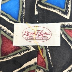 Brook & Lipton Men Necktie Geometric Black Blue Beige Red Green 57×4 – NWOT