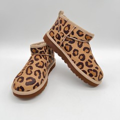 UGG Classic Ultra Mini Leopard Print Calf Hair Boots Women’s Size 6