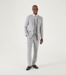 Skopes Jude Suit Trouser For Men&rsquo;s in Silver Herringbone, 28W to 52W