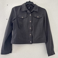 Rafaella Gray/Black Jacket Pockets Long Sleeve Size 10 Button Up Collar