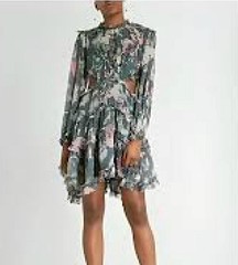 ZIMMERMANN FLORAL PRINT IRIS CORSAIR OPEN BACK RUFFLED SILK MINI DRESS SZ.1/XS
