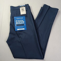 Haggar Cool Right Performance Flex Slim Fit Pants Men&rsquo;s Size 29×30 Blue Ink New