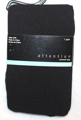 Attention Black Control Top Solid Opaque Tights 1 Pair – Regular/Plus Size