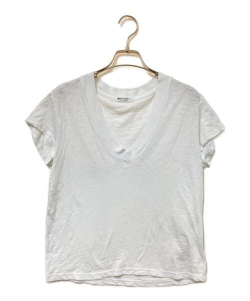 LA Made Slub V-Neck T-Shirt Women&rsquo;s White S Cotton, US Made