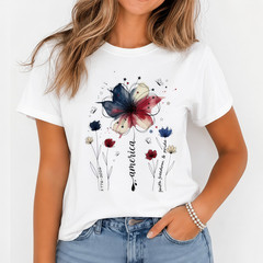 Comfort Colors Patriotic Boho Floral T-Shirt American Wildflower July 4th Tee