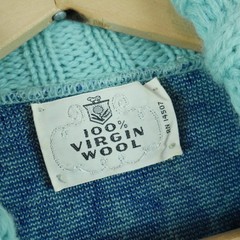 Vintage M L Turtleneck Sweater 100% Wool 60s Retro Blue Maximalist Twee Quirky